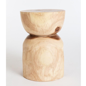 Taburete de madera maciza con diseño único, mesa lateral de tocón minimalista para sala de estar - Product Image 3