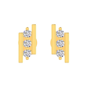 Pendientes de oro amarillo de 18k con diamantes, joyería fina de diseño de oro rosa y blanco - Product Image 1