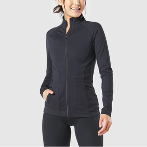 Sudadera corta negra personalizada de 2 piezas para mujer, estilo OEM de última moda, para gimnasio, 100% algodón - Product Image 2