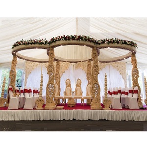 Mandap de Madera Tallado con Diseño Paisley para Bodas Hindúes, Altar de Madera para Bodas Indias, Decoración para la Mejor Ceremonia de Boda en LONDRES - Product Image 1