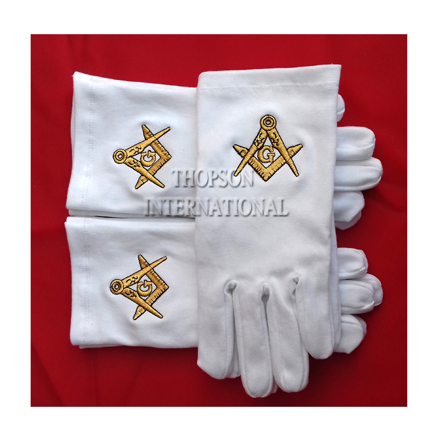 Белая перчатка Masonic regalia Gold S/C