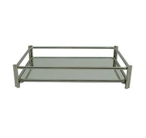 Stainless Steel <b>Silver</b> Polished <b>Mirror</b> <b>Tray</b> with Leather Handle Camping Eco-Friendly Fashionable Trending Design Hot Selling - Product Image 1