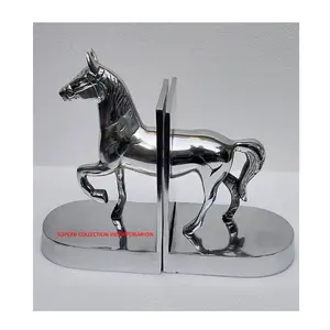 Luxury Silver Polish Aluminium Horse Design Decorative Bookend ON Hot Sale