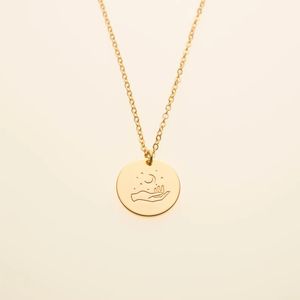 Manifestation magique céleste geste de <span class=keywords><strong>la</strong></span> main pendentif collier délicat <span class=keywords><strong>Cosmos</strong></span> lune étoile bijoux soeur meilleur ami cadeau pour les femmes - Product Image 2
