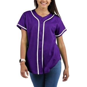 Femmes Baseball bouton vers le bas maillot Hip Hop Softball athlétique à manches courtes t-shirt personnalisé promotionnel femmes mince coupe baseball maillot - Product Image 5