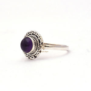 Round Shape Natural Amethyst Gemstone Boho <b>Ring</b>, Wholesale 925 Sterling Silver Handmade <b>Ring</b> Jewelry For Wholesaler Suppliers - Product Image 3