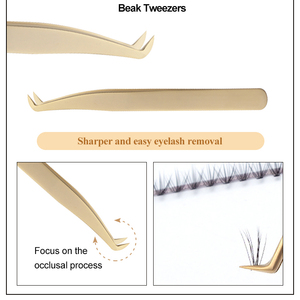 New Arrival Premium Golden Latest tweezer grafting facial care <b>tool</b> tweezers eyelash extension colored eyelashes tweezers - Product Image 4