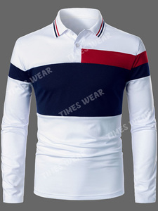 Polo de manga larga a rayas para hombre, camisa de trabajo de Panel - Product Image 5