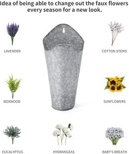 Maceta galvanizada para tallos de flores y otras plantas, decoración para colgar en la pared, macetas decorativas - Product Image 4