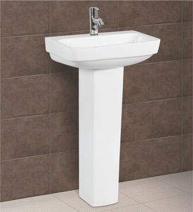 Prix compétitif Lavabo Eon en céramique le plus populaire pour sanitaires avec piédestal 450x350mm pour salle de bain. - Product Image 1