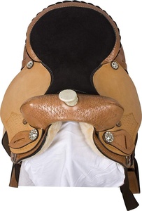 Tan Lederen Western Barrel Race Paard Trail Zadel Set Zacht Suède Stoel Plastic Top Tack Hout Headstall <span class=keywords><strong>3</strong></span>-delig Duurzaam - Product Image 3