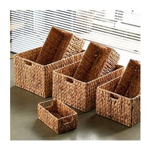 Paniers de jacinthe à eau carrés en pvc, plateau de rangement de jacinthe tissés naturels/panier de stockage en paille fait à la main du Vietnam - Product Image 3