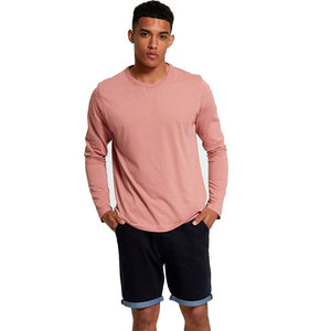 Camisetas blancas de manga larga para hombre, ropa de cuello alto rosa a la moda, con tu logotipo, venta al por mayor - Product Image 3