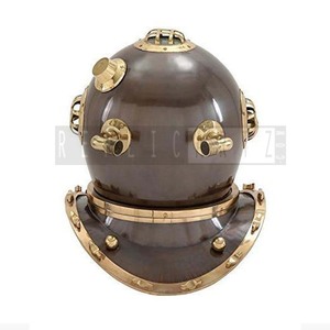 Casque de plongée en cuivre métallique vintage, casque de plongeur nautique maritime, décoration de table, accessoire de film, objet de collection, plongée sous-marine en eaux profondes - Product Image 3
