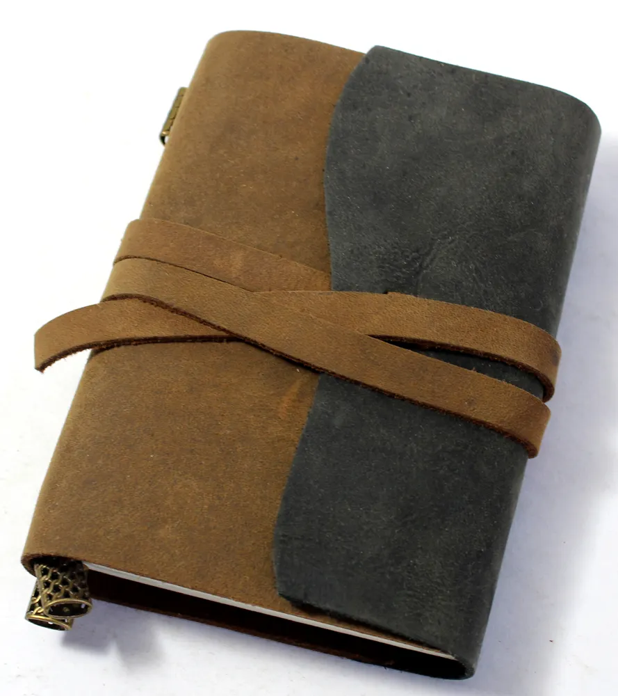 Fourniture de bureau couleur noir et marron beau panneau d'ombre marron cousu papier Kraft Journal en cuir