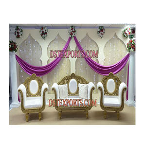 Conjunto de sofá tallado en oro para boda india, conjunto de muebles de dos plazas de diseño musulmán para boda - Product Image 1