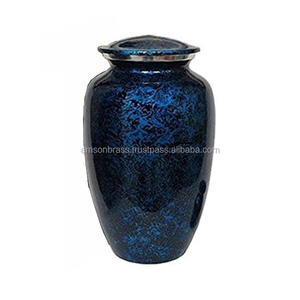 Urne de crémation pour adultes bleu royal Urnes de crémation funéraires en métal émaillé d'aluminium imprimées Paix céleste Lovely - Product Image 2