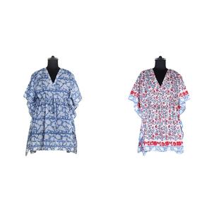 Venta caliente Diseño de moda Vestido de invierno musulmán Tela de algodón Kaftan corto Bloque de mano Vestido estampado Asequible Africano tradicional - Product Image 1
