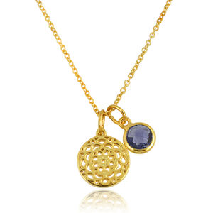 Collar con colgante de filigrana de Plata de Ley 925 a la moda, chapado en oro, stock listo, piedra preciosa iolita clásica para compromiso de boda - Product Image 1