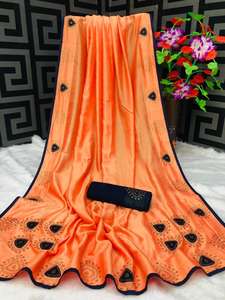 Ropa de fiesta de seda sarees indio último diseñador ropa de mujer sari con blusa Japón satén crape seda telas suaves Impresión digital Sari prenda - Product Image 4