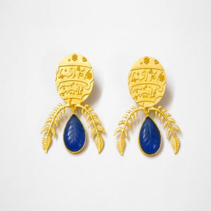 Trending handmade light <b>weight</b> stone stud <b>hoop</b> Brass Earrings for girls and women - Product Image 1