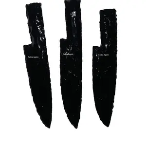 Edelstein Schwarzes Obsidian-Kristall pfeilspitzen messer: Handgemachtes schwarzes Obsidian-Pfeilspitzen messer: Achat pfeilspitzen: Dekor: Kristall messer