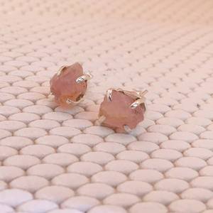 Pendientes de tuerca de Plata de Ley 925 de hermoso diseño con piedras preciosas de cuarzo rosa, joyería en línea al por mayor para compromiso - Product Image 4