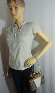 HANDMADE <b>WHITE</b> MOTHER of PEARL Nacre MOP <b>Envelope</b> Bag Metal Lowellcraft.com - Product Image 6
