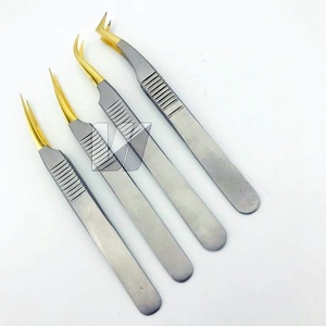 Pinzas de extensión de pestañas japonesas sostenibles de acero inoxidable al por mayor logotipo personalizado punta dorada agarre fuerte Tipo de Volumen - Product Image 4
