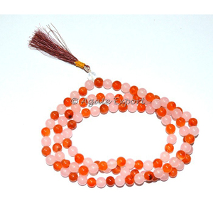 Cornaline Avec Quartz Rose jap Mala - Product Image 1