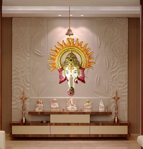 Colgante de pared de Metal Meenakari Lord ganesha ji face & surya, decoración de pared de ganesha Ganpati, vastu surya ganesha - Product Image 6