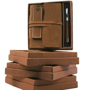 Echte Vintage Leder Journal Geschenk box Leather Journal Corporate Geschenk Set Notizbuch mit Stift und Geschenk box und Lesezeichen