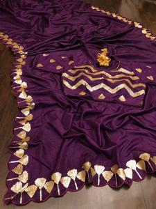 Saree de seda de aspecto tradicional para mujer, saree con Secuencia de sándwich, con blusa, pieza de vestir, saree barato, venta al por mayor - Product Image 5