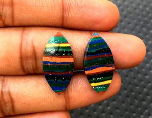 Natural <b>Rainbow</b> Calsilica Gemstone Smooth Marquise Shape Beautiful Flat Back Cabochons Wholesale Top Quality - Product Image 2