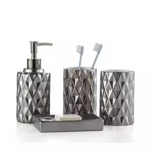 Accesorios de baño de cerámica para hotel, chapado en plata, redondo, venta al por mayor - Product Image 1