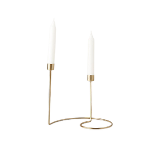 Bougeoirs en métal couleur or, ensemble de deux bougeoirs de tailles différentes pour la maison, l'hôtel, l'événement et la décoration de mariage - Product Image 2