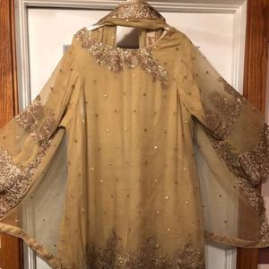 2021 Beautiful Floor-Length Kurta Pant with Lace Decoration Natural Waistline Sequined Sequins for Party or Wedding - Product Image 1