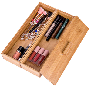 Bamboo Stacking Cosmetics Organizer Box with Lid Jewelry/Accessory Organizer Box