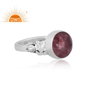 Handmade Design Oxidized Sterling Silver Natural Strawberry Quartz Gemstone <b>Statement</b> <b>Ring</b> Jewelry Manufacturer - Product Image 3
