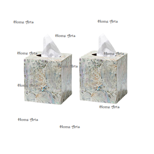 Ensemble de 2 boîtes à mouchoirs en nacre, qualité exclusive, forme carrée, boîte à mouchoirs en papier pour hôtel, usage domestique - Product Image 1