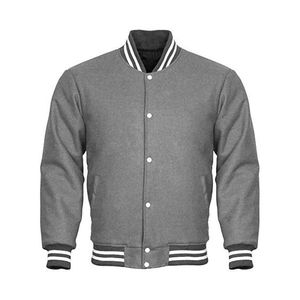 Oem Custom Men'S Fashionable Winter Casual Varsity <b>Fleece</b> Grey Jacket Men Bomber Jacket - Product Image 1