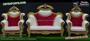 Conjunto de muebles de boda de diseño único, conjunto de sofá de recepción de boda real, color dorado y blanco - Product Image 5