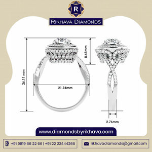 Original nuevo Rikhava 10K oro blanco solitario anillo con elegante diamante Premium Metal pureza elegante anillo de compromiso - Product Image 2