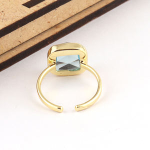 Bague Quartz à Facettes Bleu Ciel Unisexe Design Populaire Plaqué Or/Argent Doigt Ouvert Réglable Dernières Fêtes de Mariage à la Mode - Product Image 6