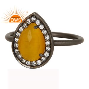 Pierre de lune naturelle en topaze naturelle, anneau d'empilage, bijoux en pierre précieuse, plaqué argent Sterling, Rhodium, fabrication - Product Image 1