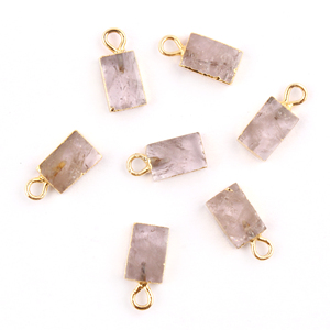 Belle Collection Charmes Naturels Rose Quartz Rectangle Forme Connecteurs Plaqué Or DIY Unique Bail Pendentif Connecteur bijoux - Product Image 1