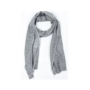 Écharpe de cachemire durable pour homme, cache-cœur, châle, motif chevrons, 1 plis, gris et blanc, écharpe en cachemire
