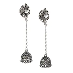 India wholesale Ethnic Oxidized Silver Festive Peacock Inspired earring for women and girls