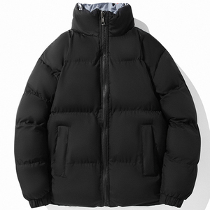 custom oem mens winter warm padded puffer jacket oversized streetwear plain stand collar <b>bubble</b> <b>coat</b> Zipper Closure - Product Image 4