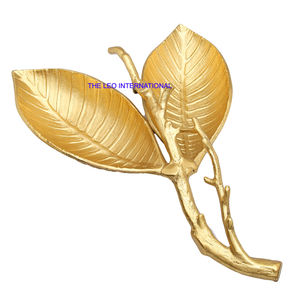 ชามอลูมิเนียมเคลือบทองดีไซน์รูปใบไม้หรูหราใช้ในบ้านชามสำหรับตกแต่ง - Product Image 1